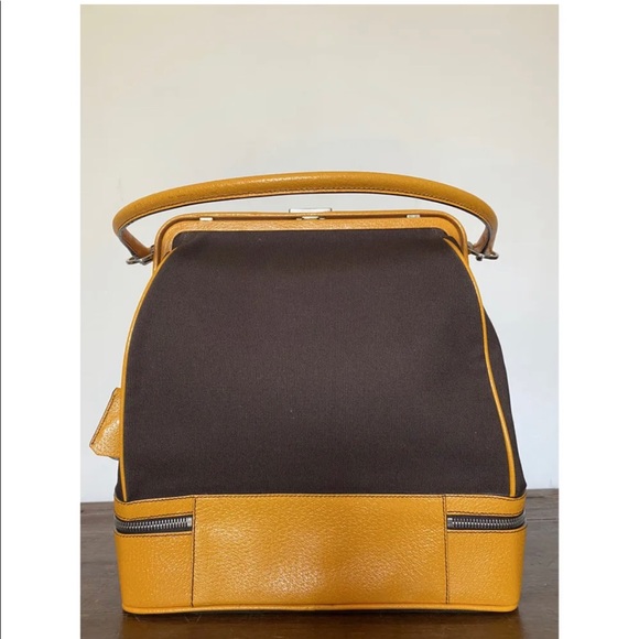 PRADA Vintage Handbag BORSA A MANO , CANAPA CERNIERA, MORO  & ZAFFERA - Picture 11 of 11